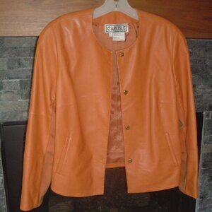 Pumpkin Orange leather jacket by Carlisle  SIZE 4